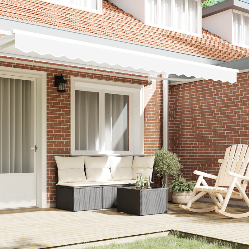 Breakwater Bay 20cm D Retractable Patio Awning, 380 cm W x 20 cm D, White