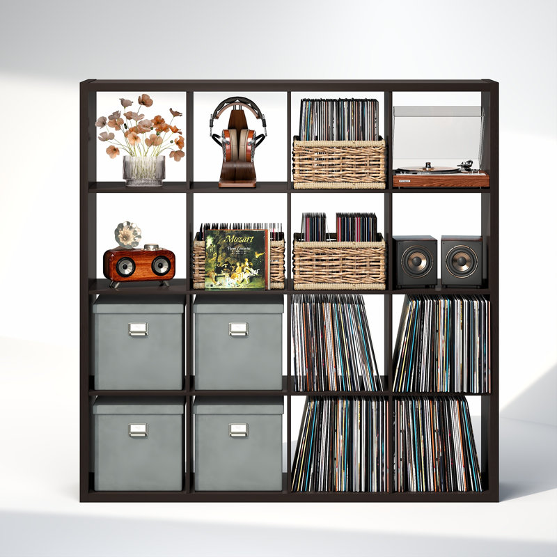 Cubicle 147.19cm H Media Shelves, Dark Oak