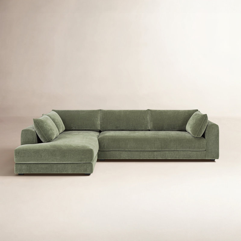 Marcel 122"W Fabric Sectional in Sagano Green, Sagano Green Fabric, Left Hand Facing