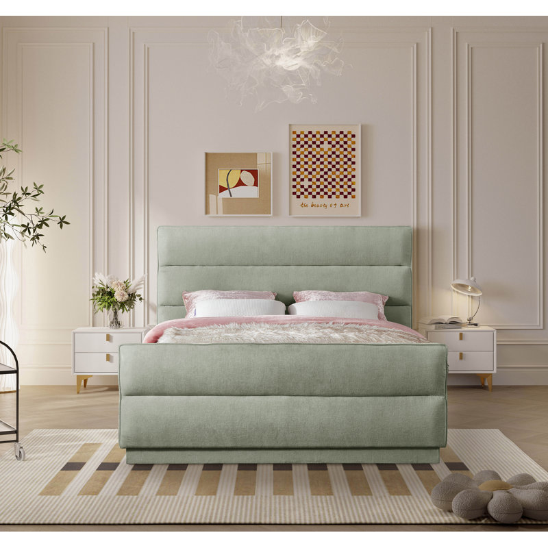 Lit tapissier standard capitonné Paxton, Queen, Mint Chenille Fabric