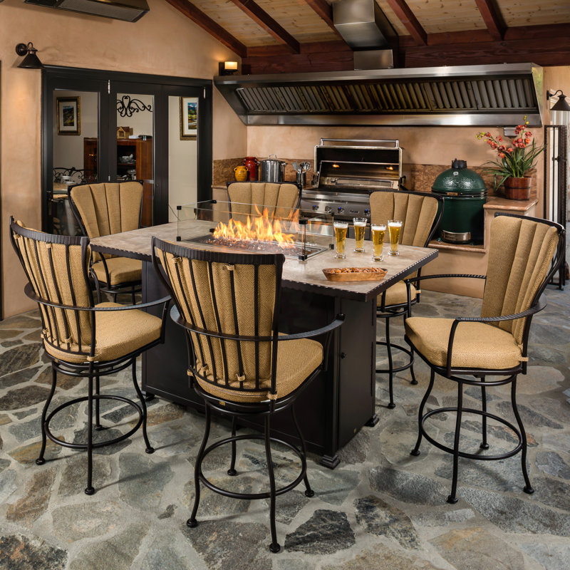 Monterra Outdoor Swivel Bar Stool, Graphite, Alcazar Redwood, 27.25''