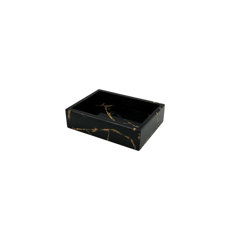 Black Obsidian With Gold Leaf Soap Dish