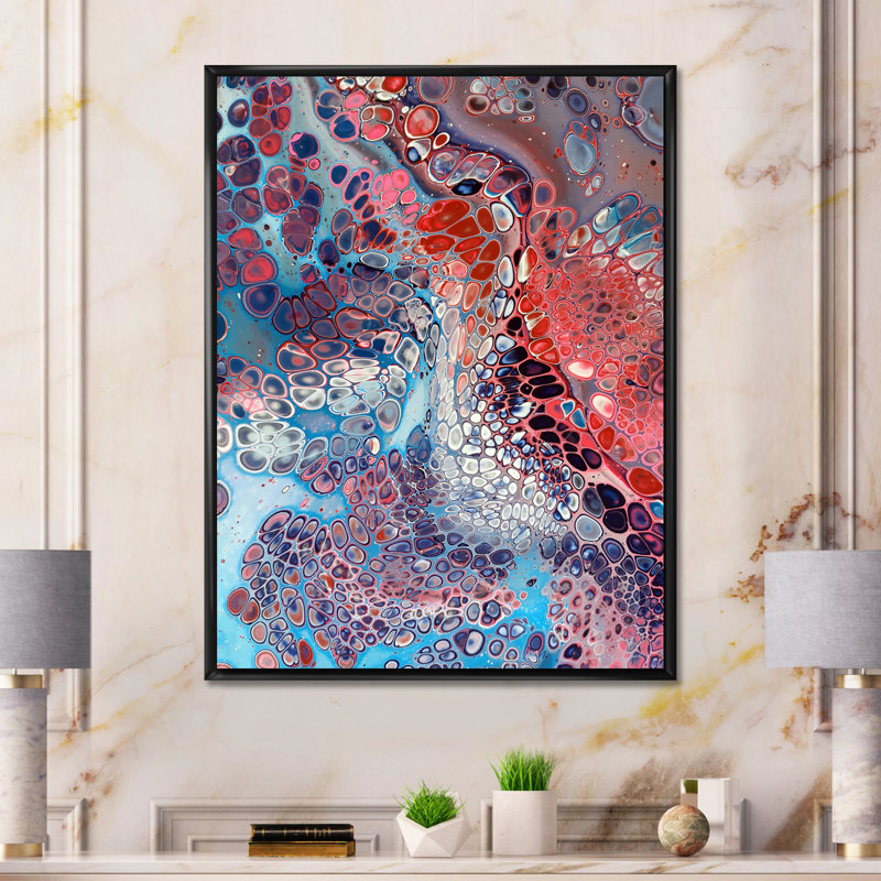 «Colorful Mixed Abstract Fluid IV», art mural moderne sur toile, H 12 po x l 8 po x P 1 po, Cadre flottant noir