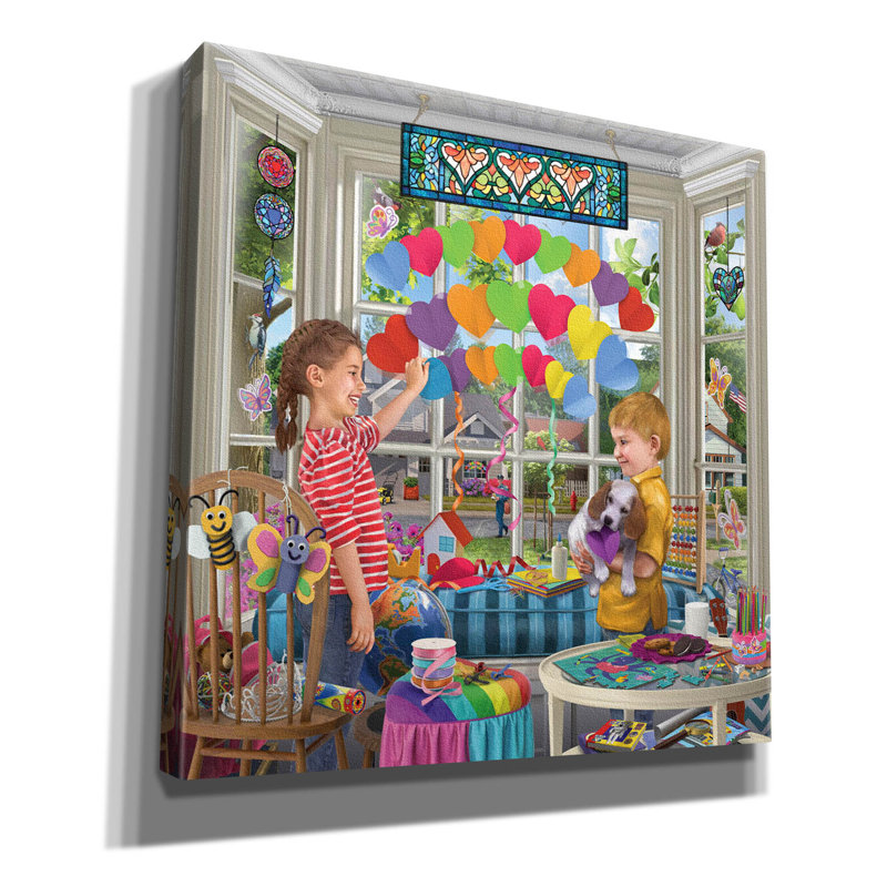 «Love Rainbow» par Bigelow, illustrations sur toile, H 26 po x l 26 po x P 1,5 po