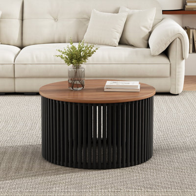 Ulises Round Acacia Wood Coffee Table With Slatted Design by Ebern Designs