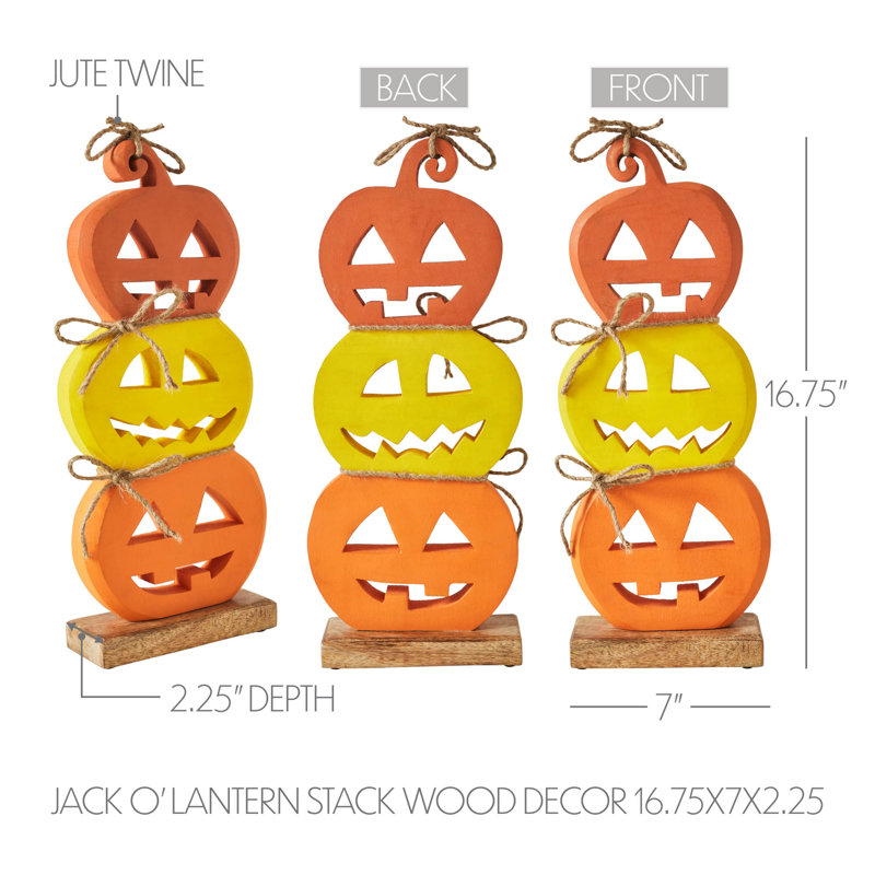 Jack O 'Lantern Stack Decor 16,75 x 7 x 2,25