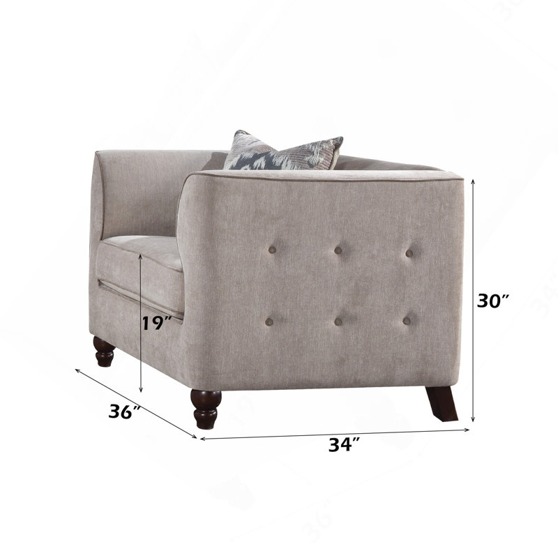 Chaise en velours brun clair avec coussin