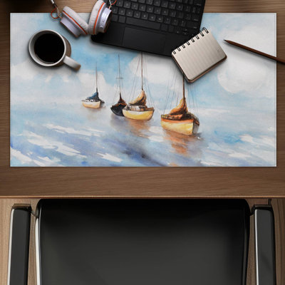 Sailboats in the sea - 14.00"x24.25" Desk mat