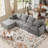 Boneless U-Shaped Modular Sectional Sofa, Cloud L-Shaped Sectional Couch with Deep Seat for Living Room Bedroom-251076623-251076622