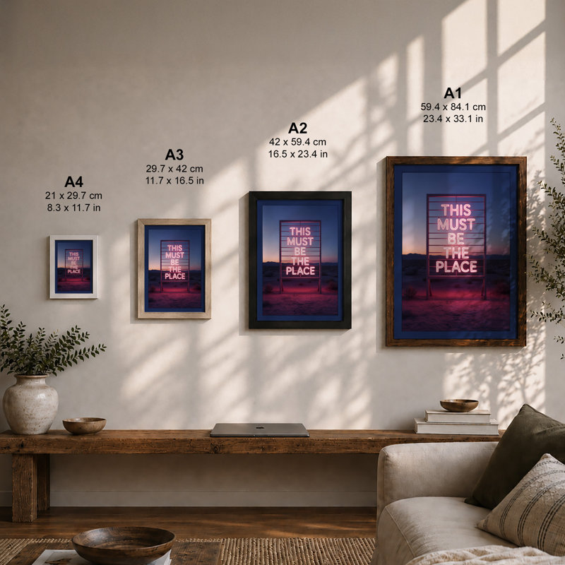 Neon Sign At Dusk Modern - Print, Unframed, A3 - 42.0 x 29.7 cm