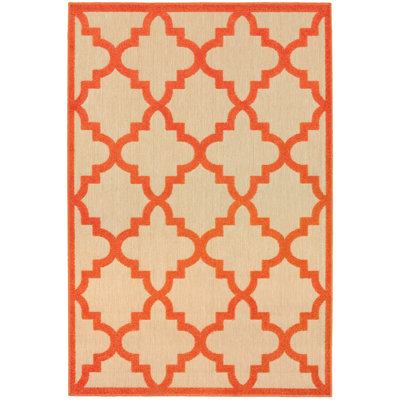 Tapis intérieur / extérieur motif géométrique sable / orange Laub