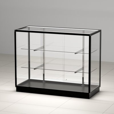 HUZJIEHUI 48”D * 20”W * 38”H - Retail Full Vision Showcase - Glass Display Cabinet with Black Aluminum Frame and led Lights
