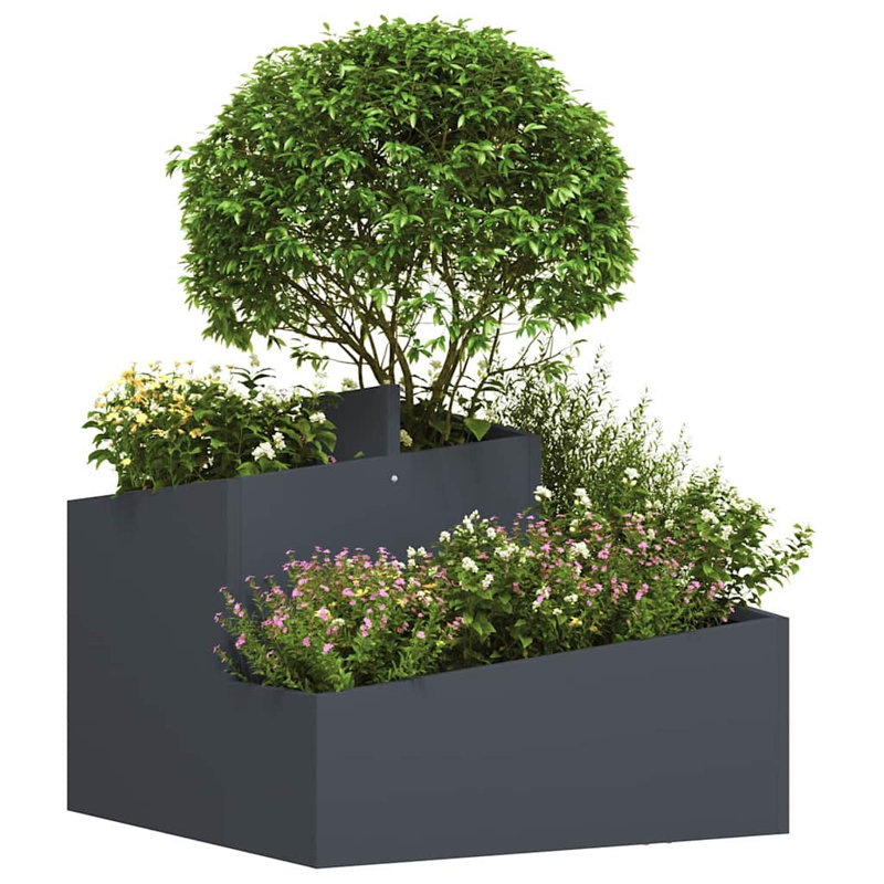 Garden Planter 50 Cm Steel, 50cmH x 60cmW x 60cmD, Anthracite