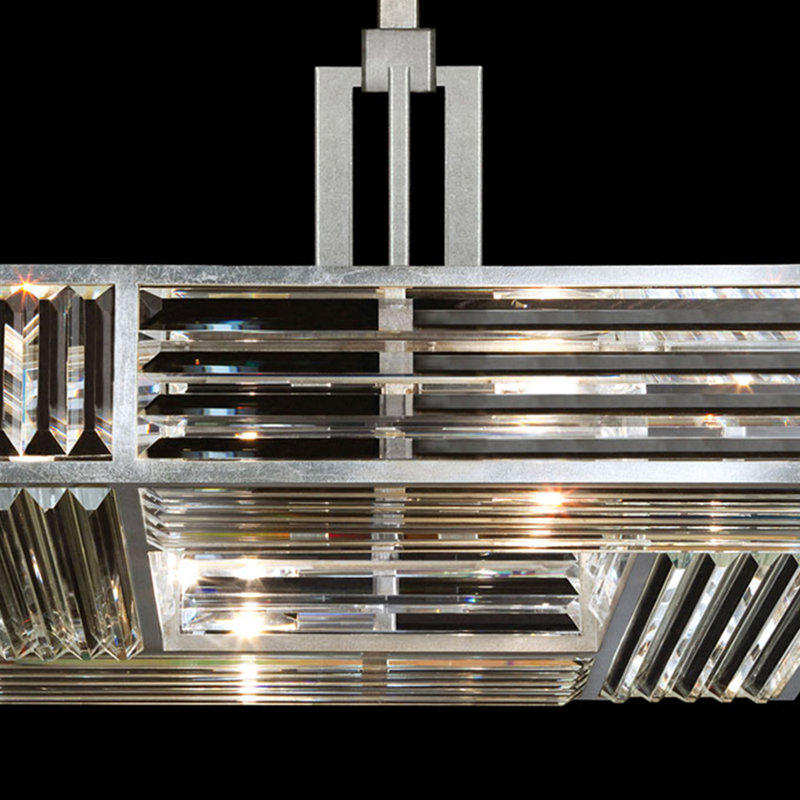 Lustre carré en cristal 25 po, Argent