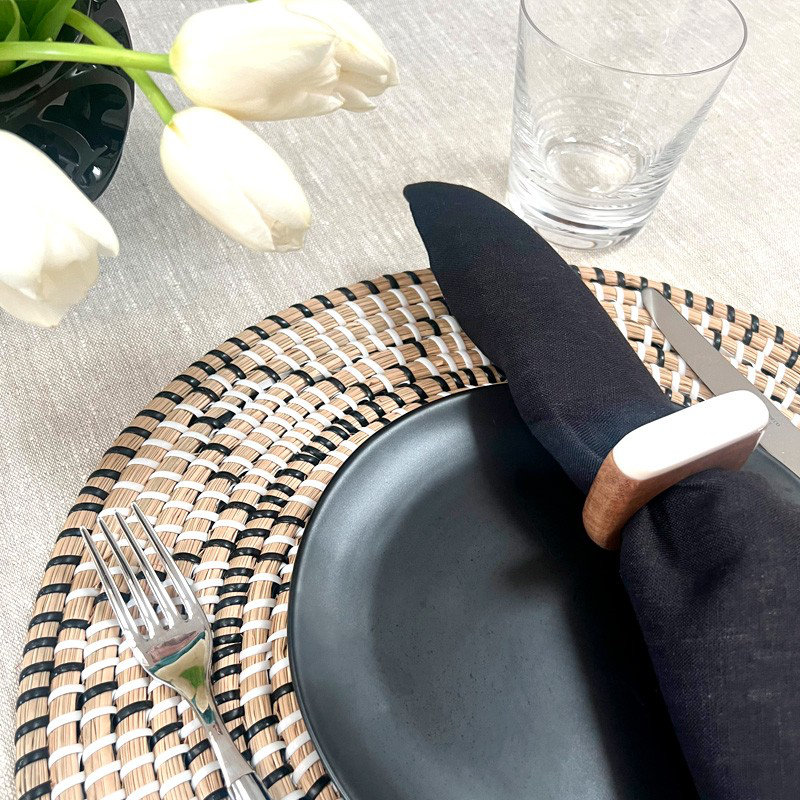 Flow Napkin Rings - White, Red