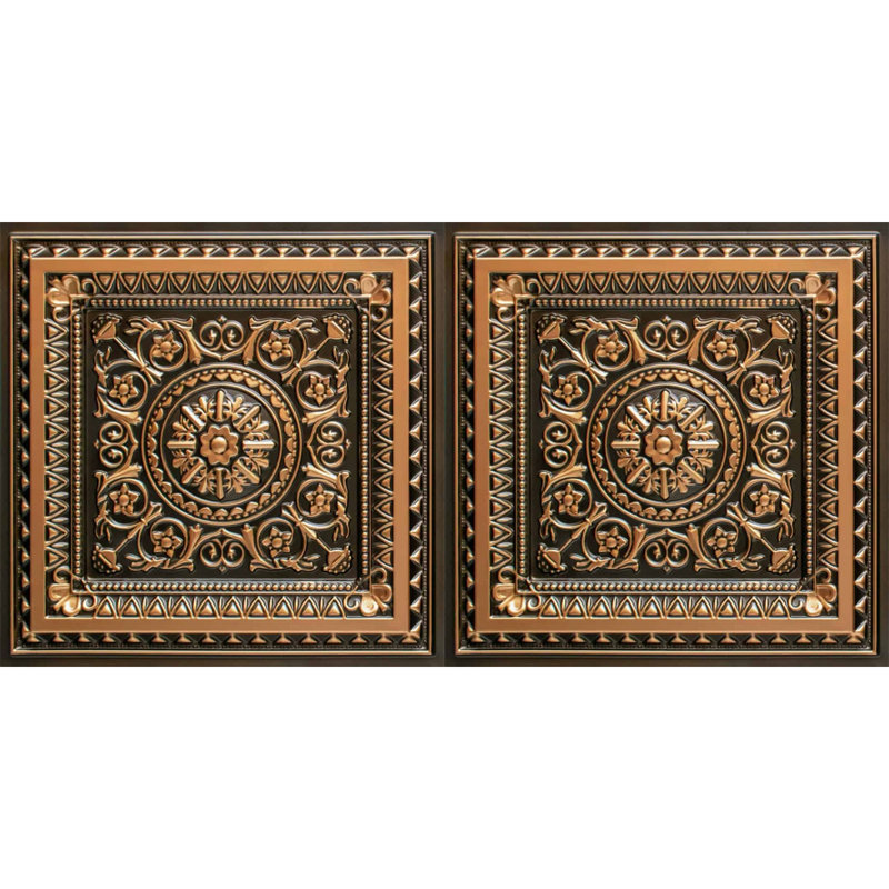Tuile de plafond en PVC La Scala, Or antique, L 24 po x L 48 po