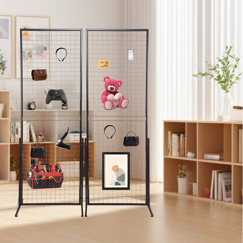 Ensemble de 2 panneaux de présentation robustes Gridwall - 24 po x 68 po, supports de vente au détail au sol avec base stable pour le magasin et l'artisanat