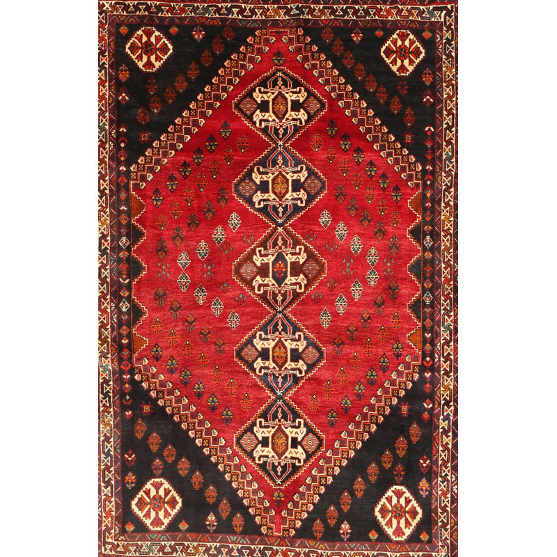 Tapis traditionnel rouge / noir, Rectangle 8 pi x 12 pi
