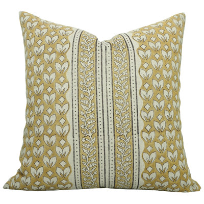 Coussin décoratif à motif de blocs de tissu fabriqué à la main Fabividine, Amritvela, Mauve