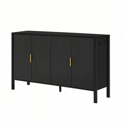 57.5" Modern Fluted Stripe Sideboard Cabinet With 4 Doors