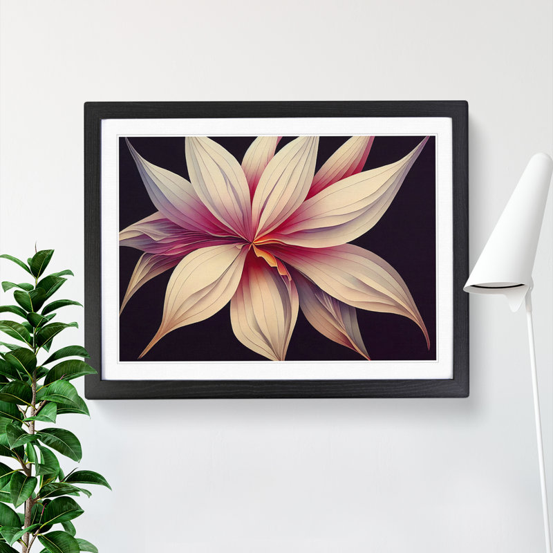 Exotic Modern Flower - Single Picture Frame Painting, 46cm H x 64cm W x 2cm D, Black