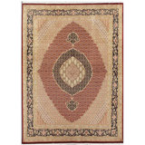 Baku Hand Knotted Wool Oriental Area Rug in Red/Navy Blue