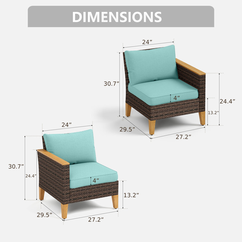 Premium All-Weather Wicker Outdoor Loveseat, Blue