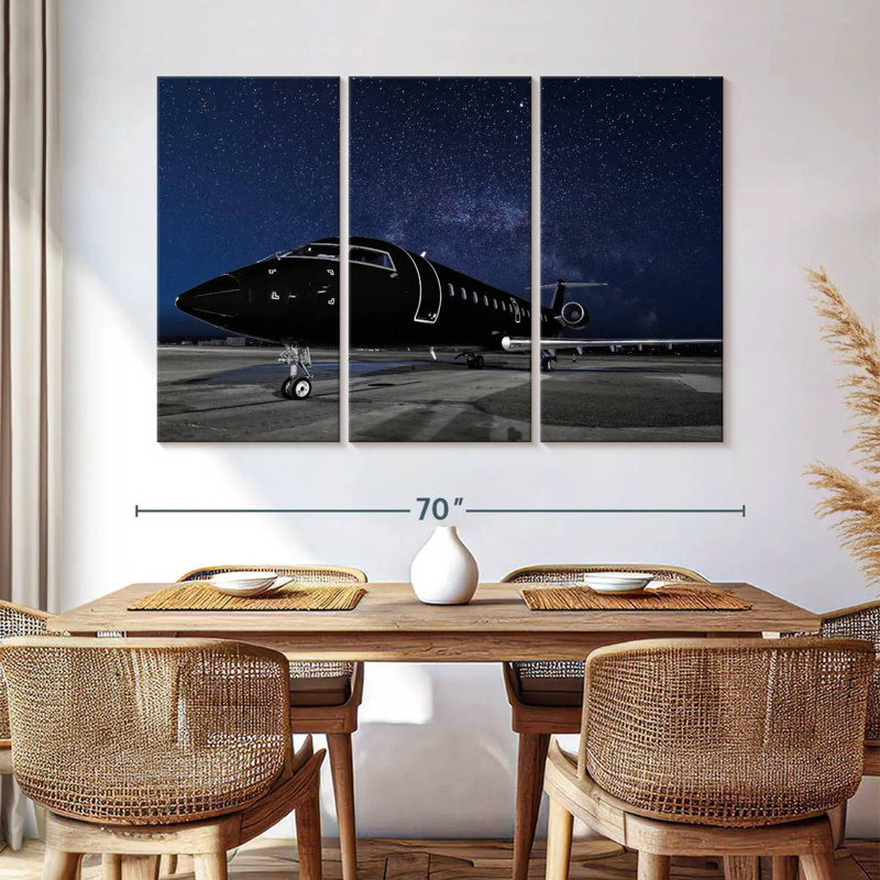 Mehar Black Private Jet, 42" H x 65" W
