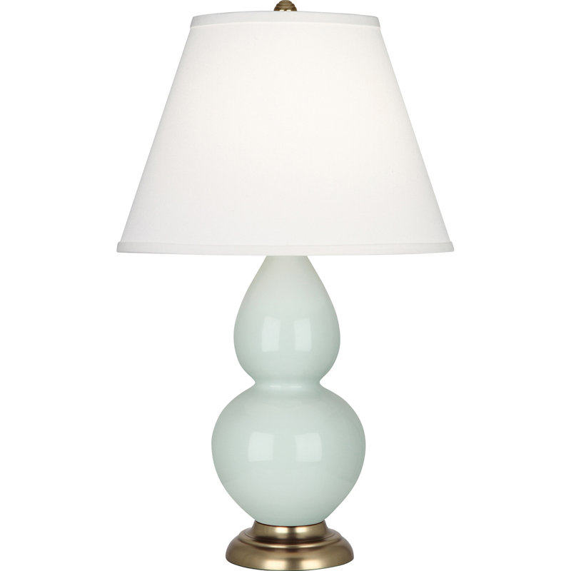 Lampe de table double gourde 31 po, Céladon / laiton, Ivoire
