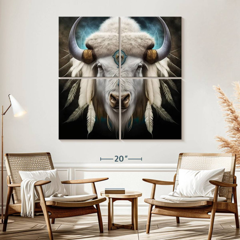 Buffle blanc sacré Brampt, H 57 po x l 57 po