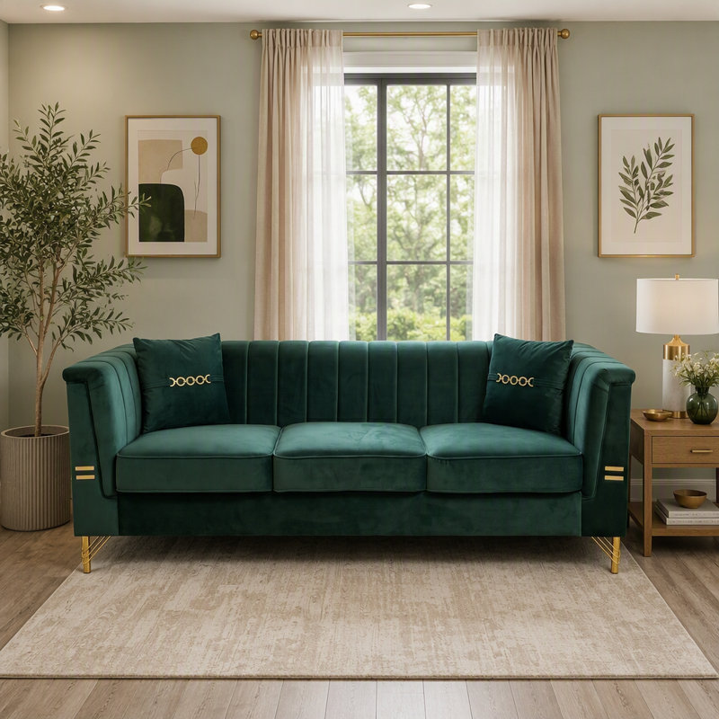 Sofa en velours, Velours vert