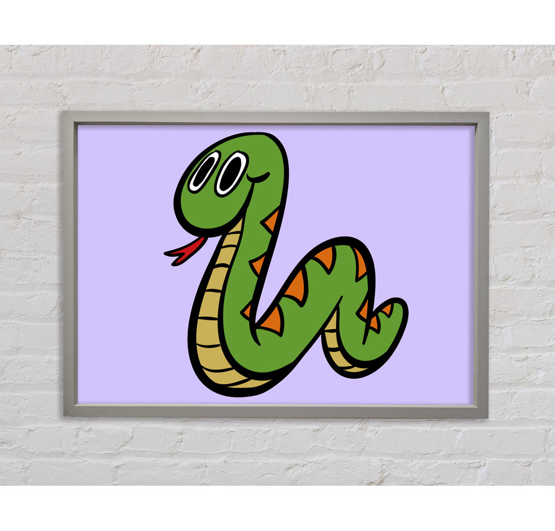 Gerahmtes Leinwandbild Cartoon Snake in Flieder