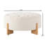 Repose-pieds rond capitonné 32 po avec pieds en bois massif, table basse moderne avec boutons capitonnés, lignes passepoilées, repose-pieds en chenille pour le salon-395992832