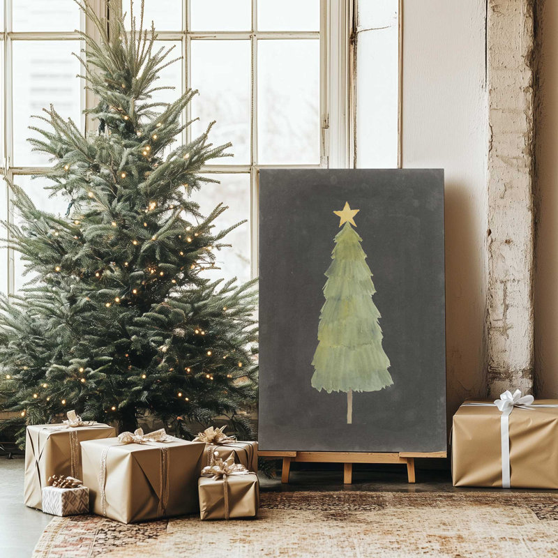 Minimalist Holiday Tree Print on Canvas, 30" H x 20" W, Wrapped Canvas