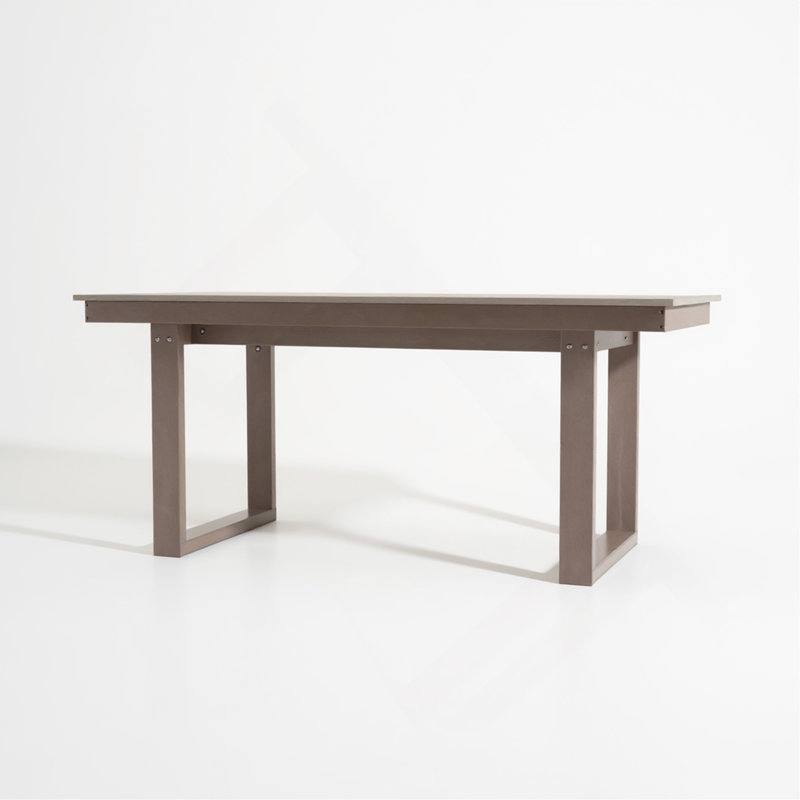 67"Hdpe Outdoor Dining Table, Weather Resistant, Seats 6, Space Saving Chair Push In Design, Natural