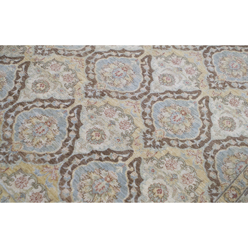 Tapis beige / gris de haute qualité noué à la main
