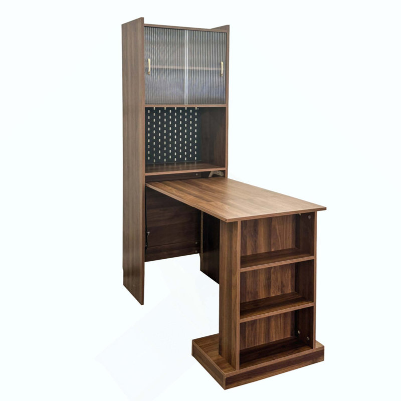 Bureau pliant avec rangement, bureau d'ordinateur pliable peu encombrant pour les petits espaces, table d'écriture pour bureau à domicile, chambre à coucher, dortoir, appartement