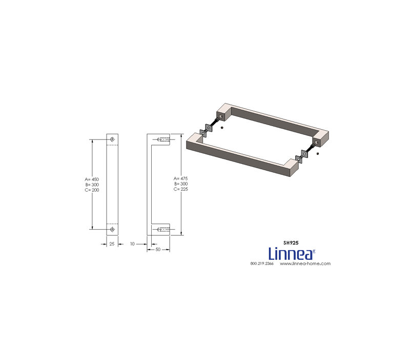 Stainless Steel Door Closes, Polished Stainless Steel, .98" H x 12.8" W x 1.97" D