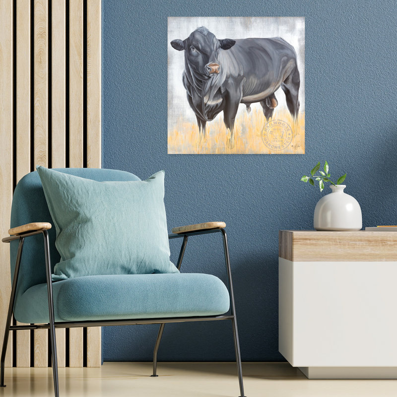 Portrait d'une grande vache bull, H 18 po x l 18 po