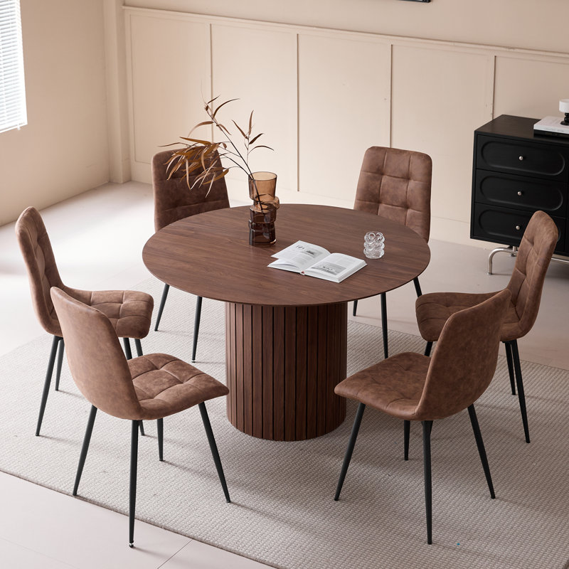 Round Dining Table, Dark Brown