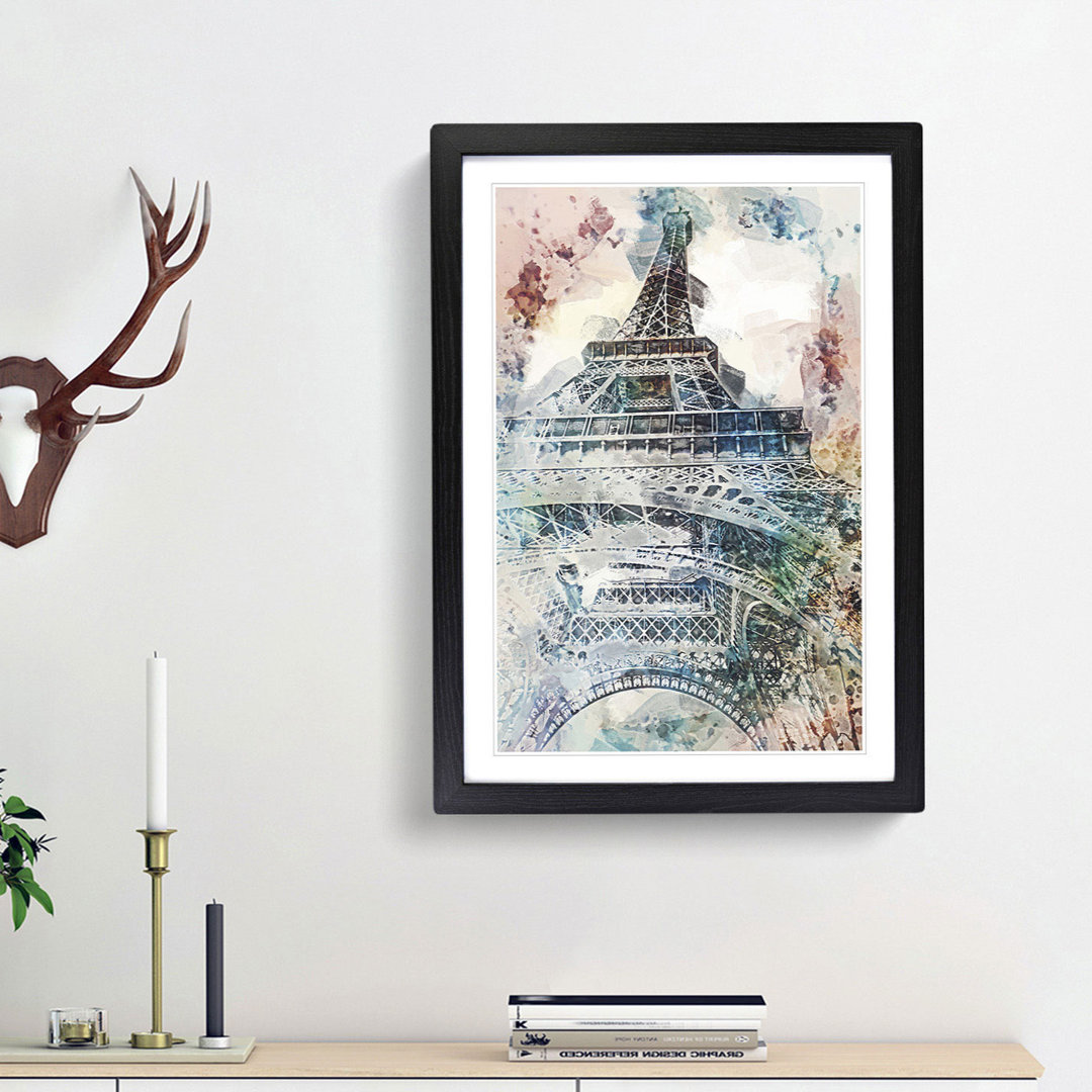 The Eiffel Tower in Paris in Abstract - Picture Frame Painting Print