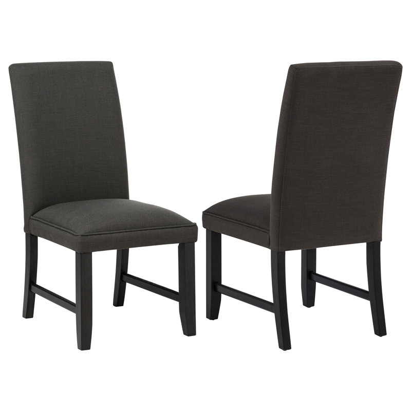 Chaise d'appoint Bernson rembourrée en tissu gris anthracite Parson, Gris
