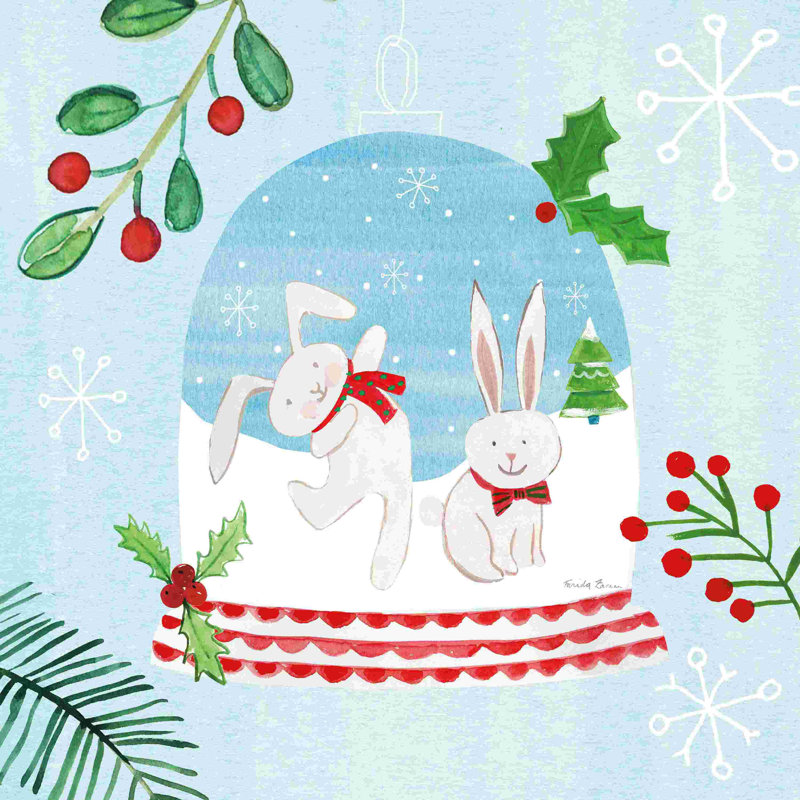 Boule à neige animaux IV - peinture sur toile tendue, H 36 po x l 36 po, Non, Toile avec cadre flottant en érable