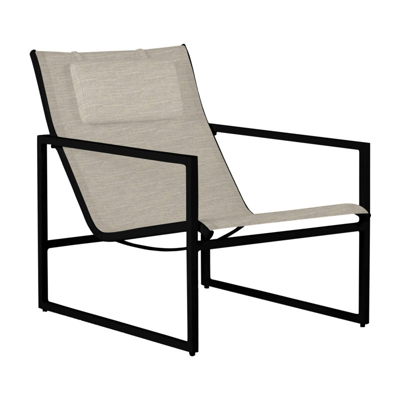 Petit fauteuil Serenata, Pas de soudure, Lin Sunbrella colombe, Minuit / toile noire
