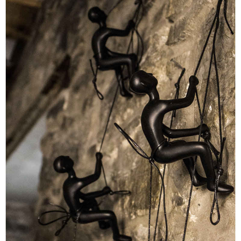 Billiejoe Climbing Man Wall Art, Glossy Black