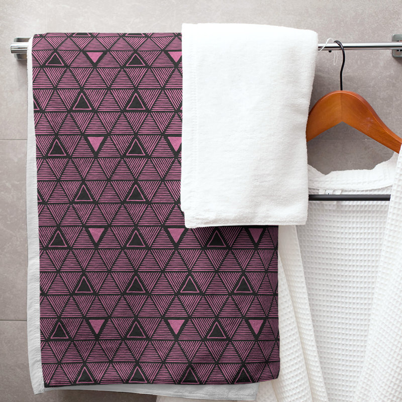 Serviette de bain Classic, Noir / Mauve