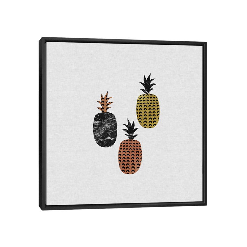 «Scandi Pineapples», impression sur toile, H 18 po x l 18 po x P 1,5 po, Toile encadrée noire, Pas de tapis