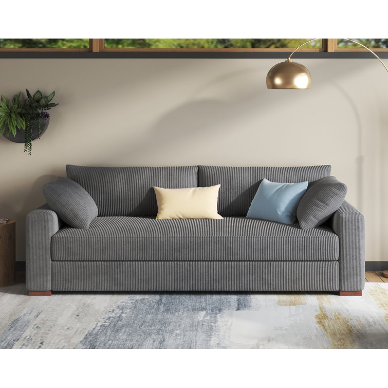 Roussel Modern 3 Seater Floor Sofa with Soft Corduroy Upholstered