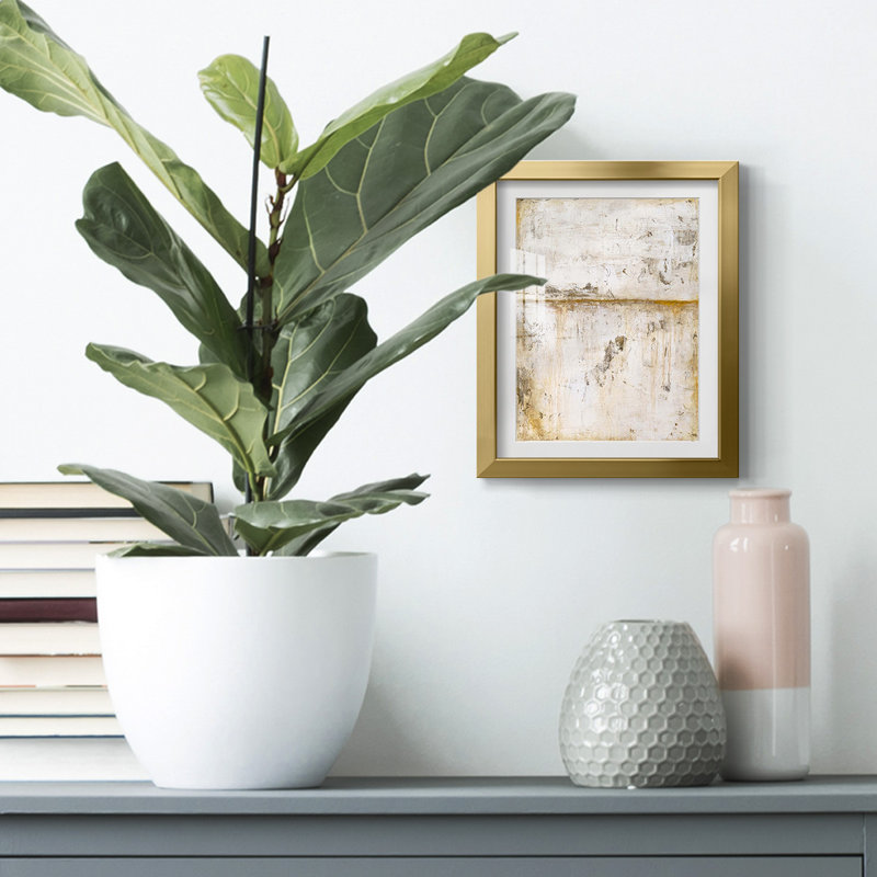 White Serene -Framed Print, 25.5" H x 17.5" W, Gold