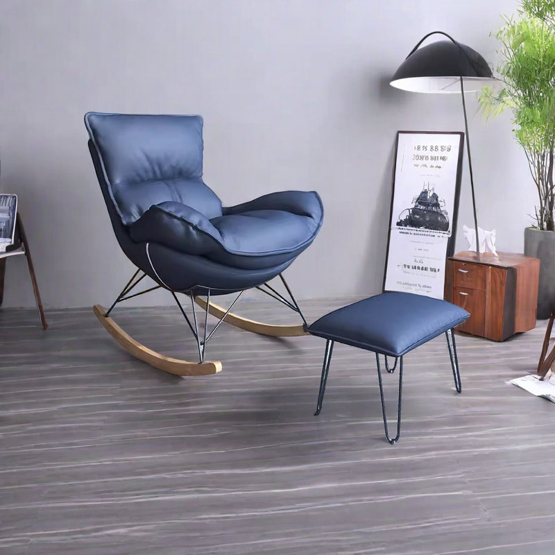 Chaise berçante légère et luxueuse, Bleu
